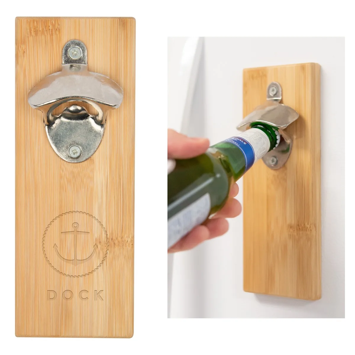 Bamboo Wall Mounted Bottle Opener view 2