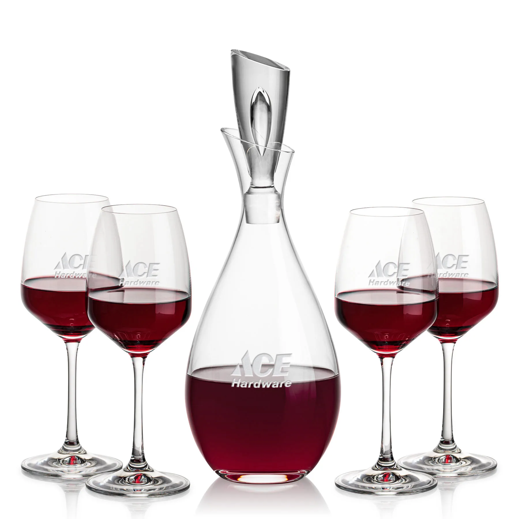 Stemmed Set, Oldham Wine Set, Decanter & 4 Wine