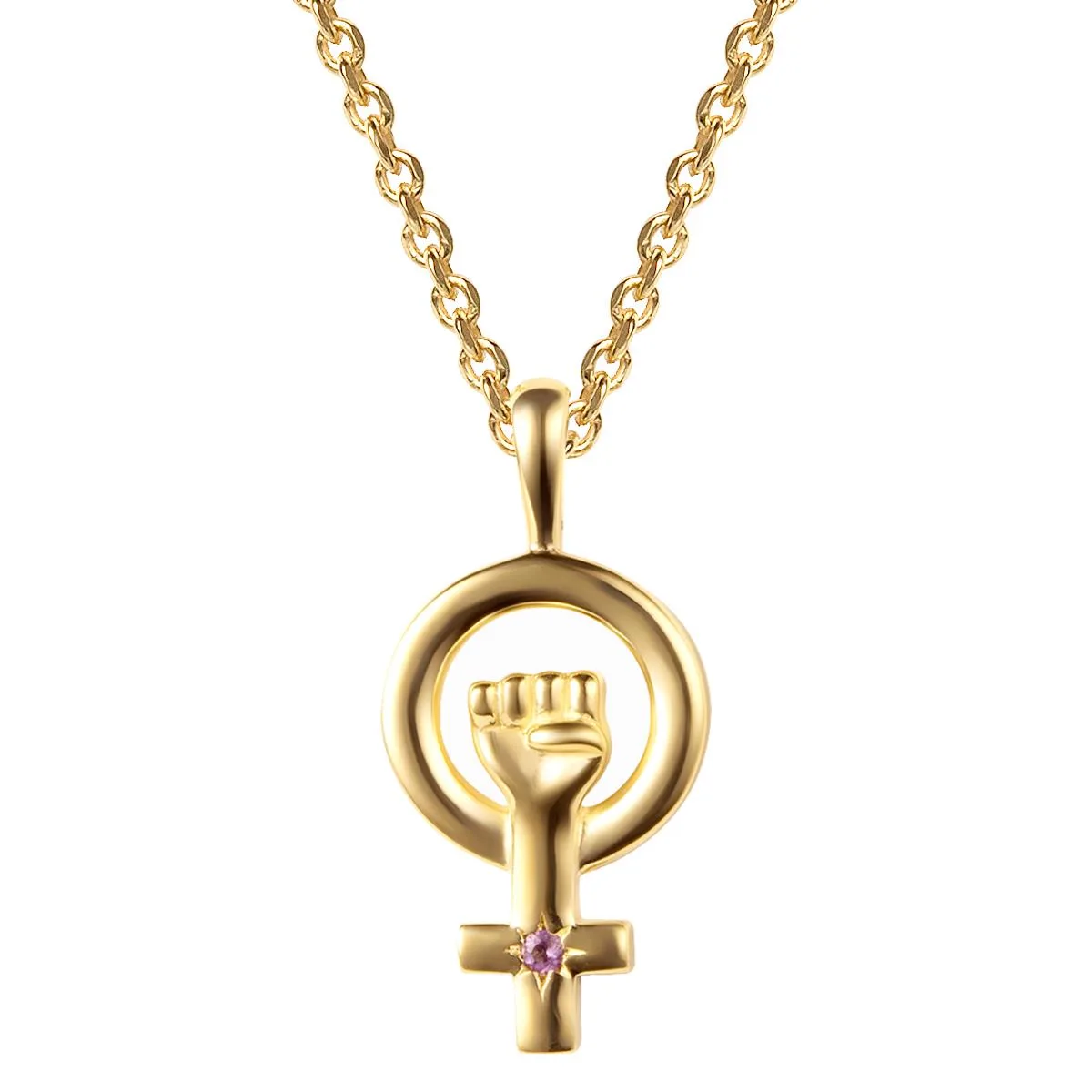 Jilco Inc Woman Power Goddess Charm Necklace - Yellow Gold