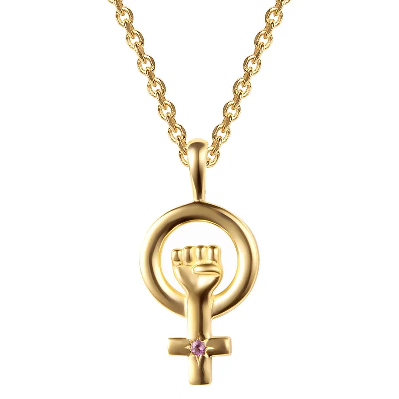 Jilco Inc Woman Power Goddess Charm Necklace - Yellow Gold