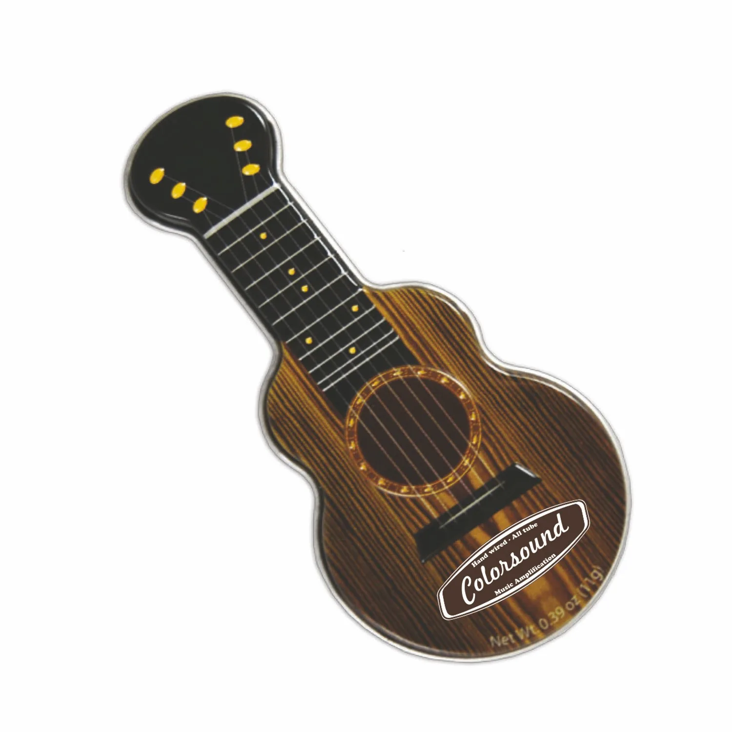 Dark Woodgrain Acoustic Guitar Shaped Mint Tin