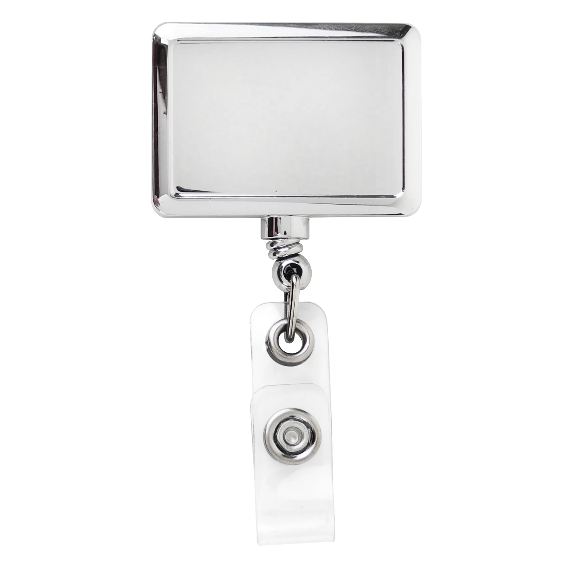 Metallic Finish Rectangle Retractable Badge Reel view 2