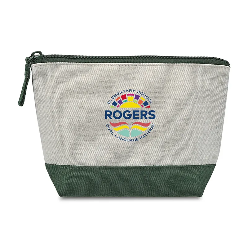 Canvas Zippered Pouch - Green