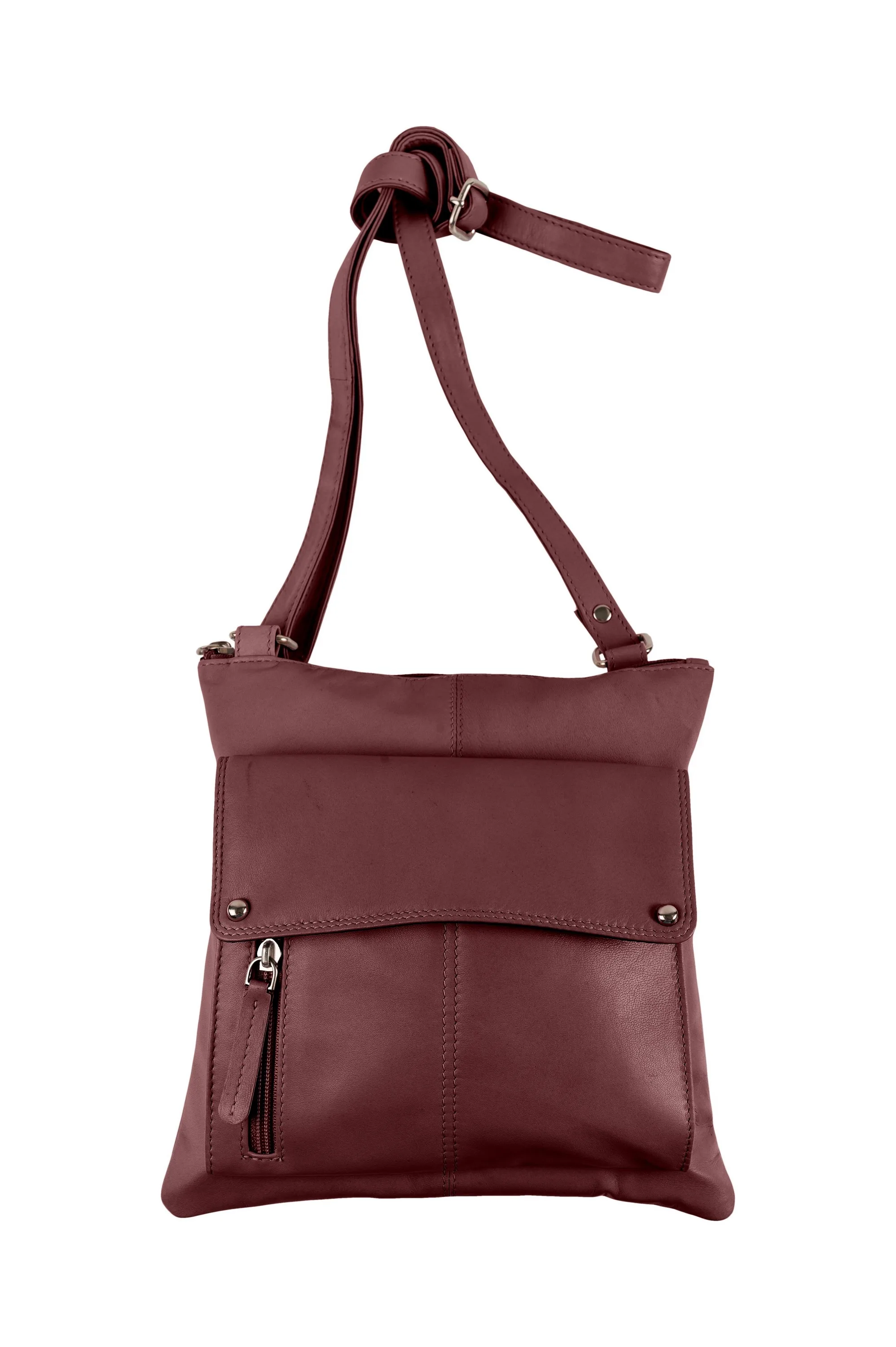 Champs Luggage Burgundy Leather Rfid Organizer Crossbody Size 10"X10"X1"