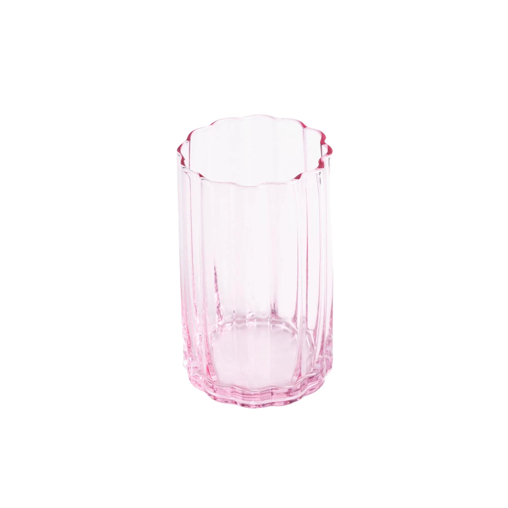 Jeanne Fitz Jeanne Fitz Scalloped Rim Fluted Tall Tumbler Glass Set Of 4 16Oz Blush