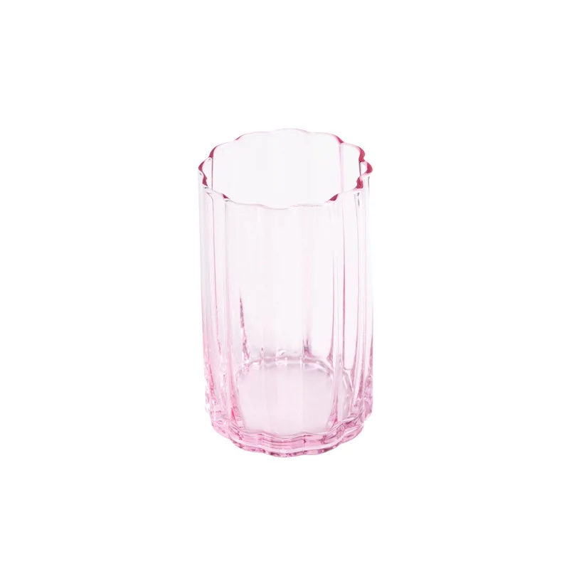 Jeanne Fitz Jeanne Fitz Scalloped Rim Fluted Tall Tumbler Glass Set Of 4 16Oz Blush