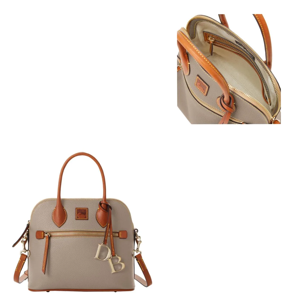 Dooney & Bourke Pebble Grain Taupe Domed Satchel