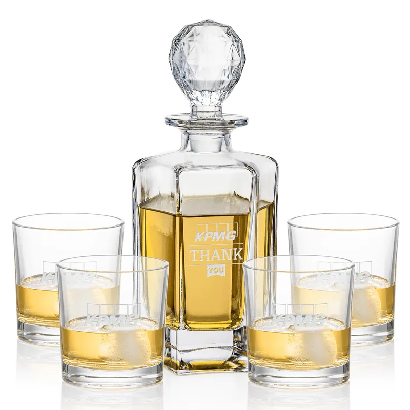 Decanter Set, Deep Etch, Decanter & 4 OTR