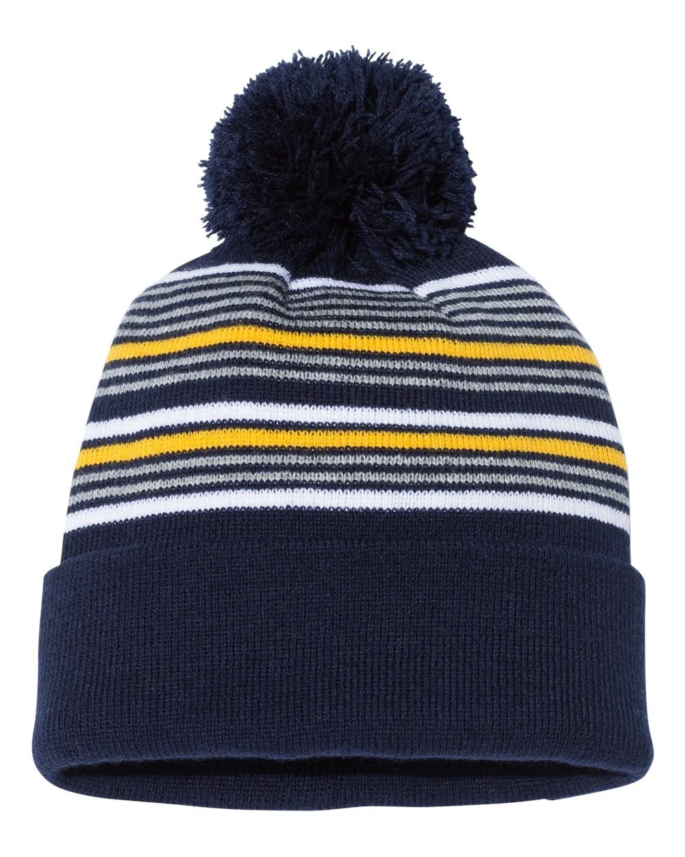 Sportsman™ 12" Striped Pom-Pom Cuffed Beanie view 2