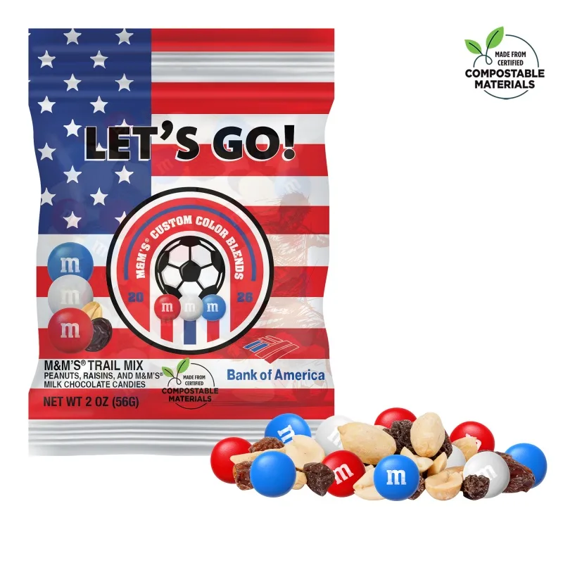 Soccer M&M'S Trail Mix, 2oz ECO-Digibag, Full Color, Color Choice — Aqua