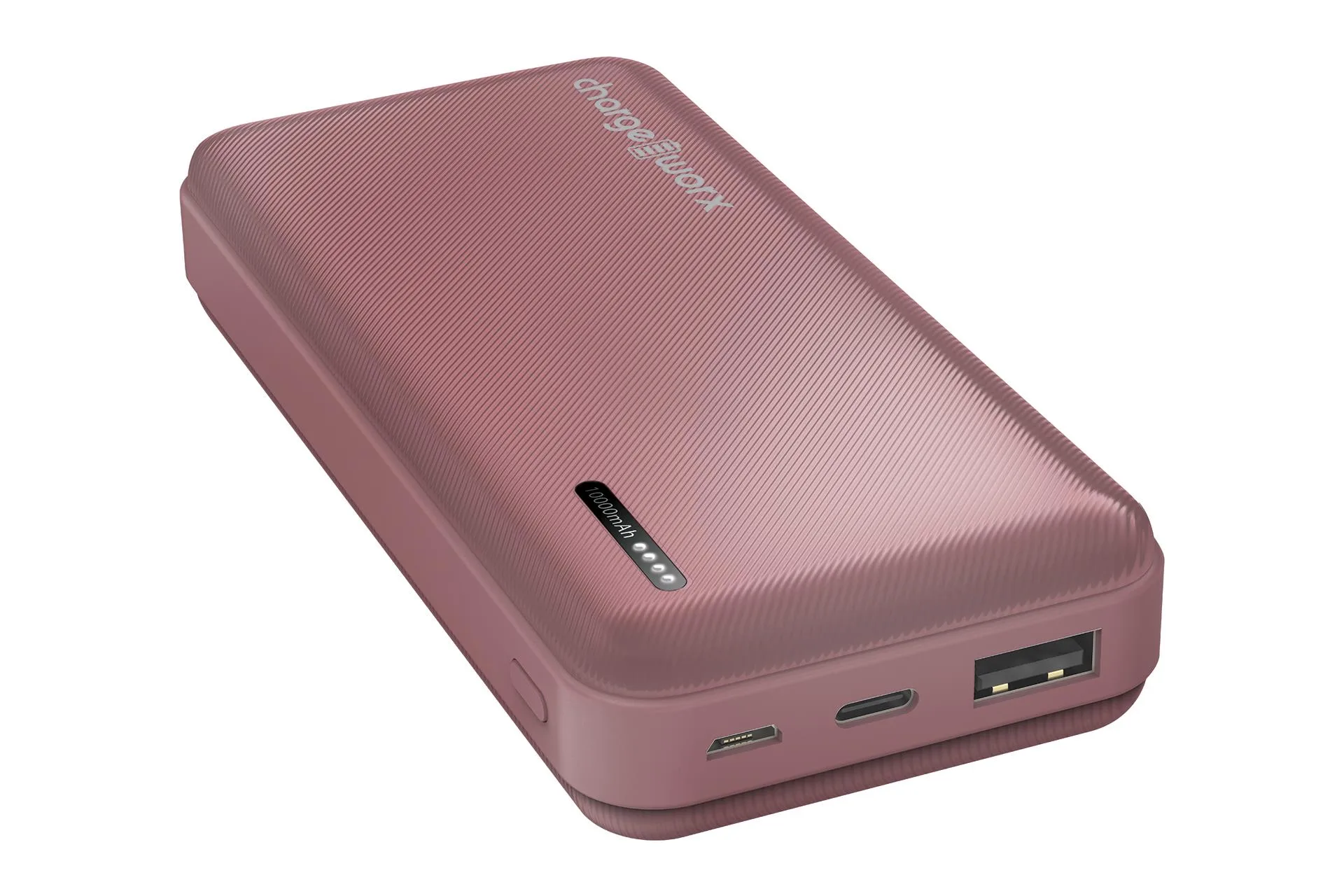 CHARGEWORX Chargeworx 10000Mah Dual Usb Slim Power Bank, Ash Rose