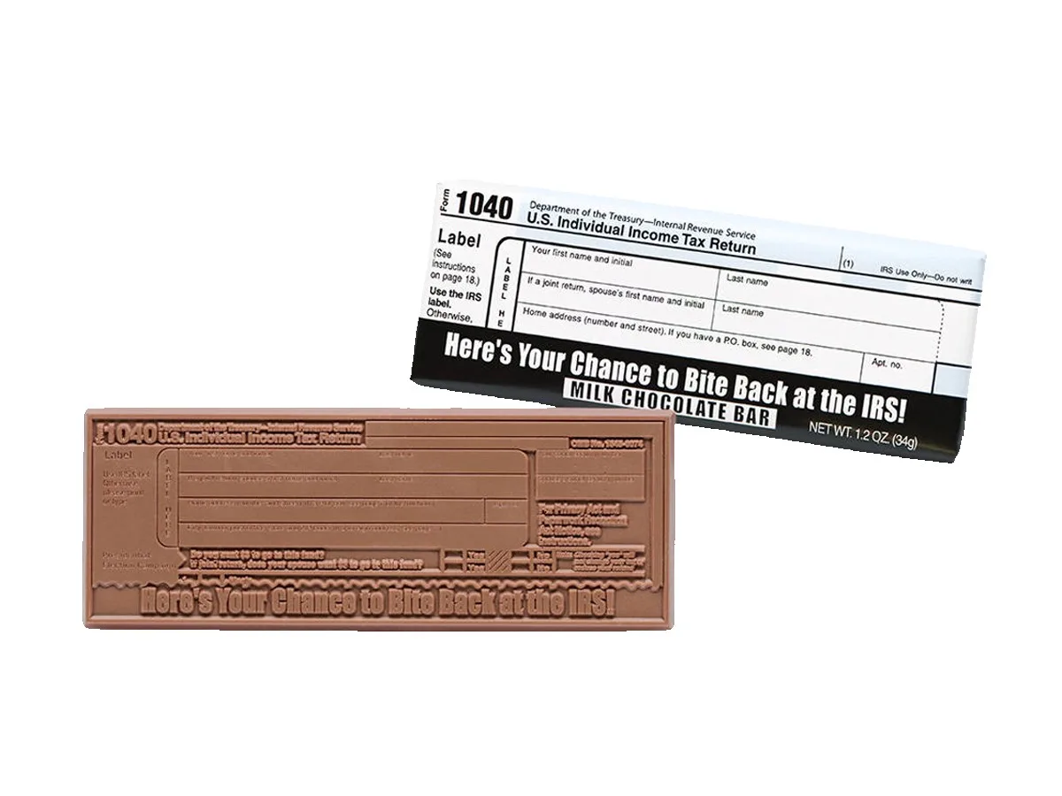 IRS 1040 2"x5" Themed Milk Chocolate Wrapper Bar