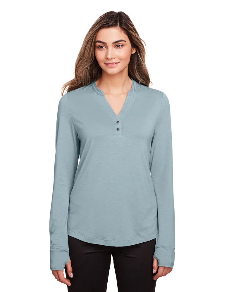 NORTH END® Women's JAQ Stretch Performance V-Neck Snap Pullover view 5