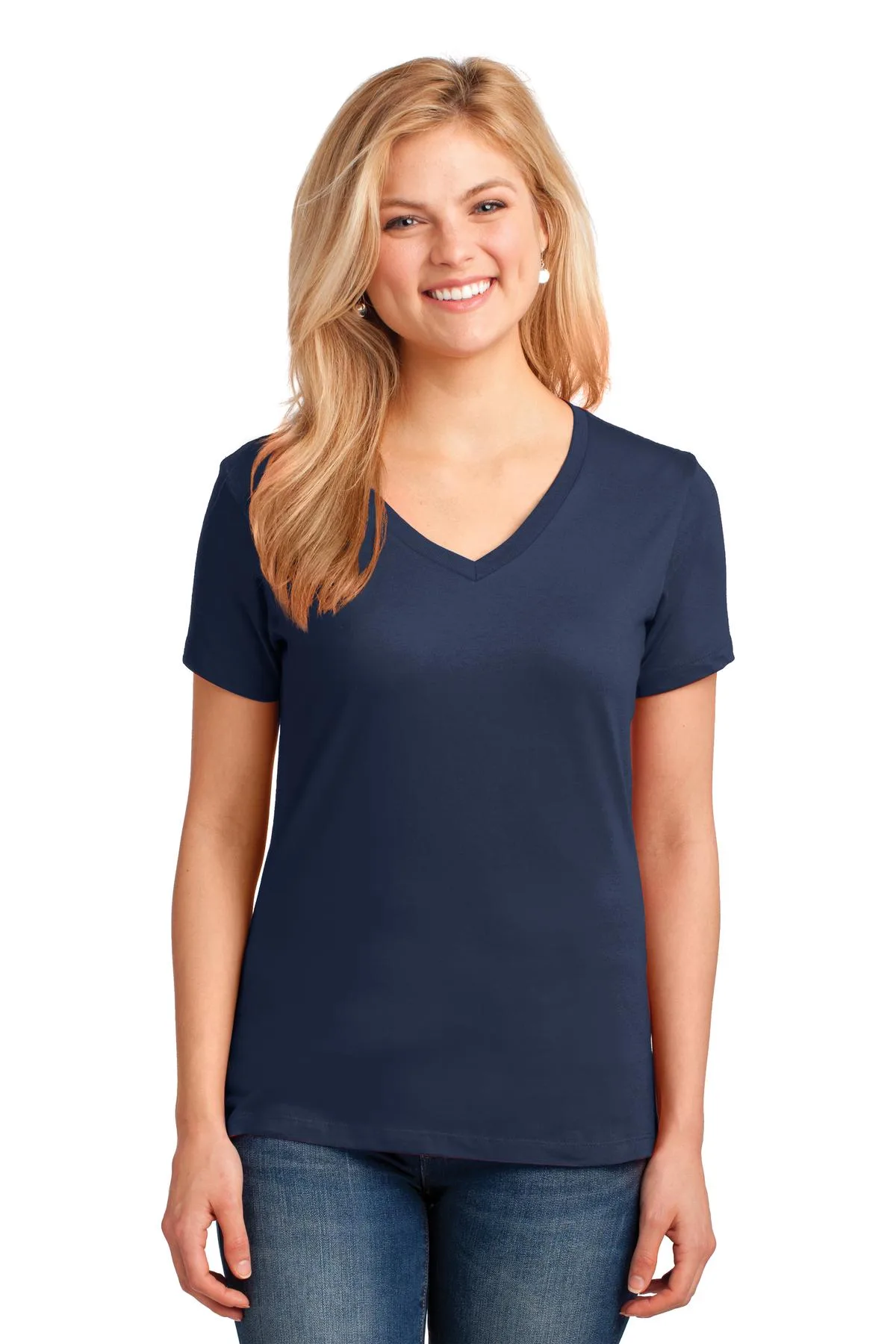 Port & Co™ Women's Core Cotton V-Neck Tee. view 6