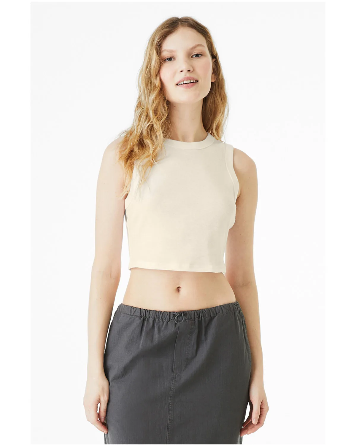 BELLA+CANVAS Ladies' Micro Rib Muscle Crop Tank view 2