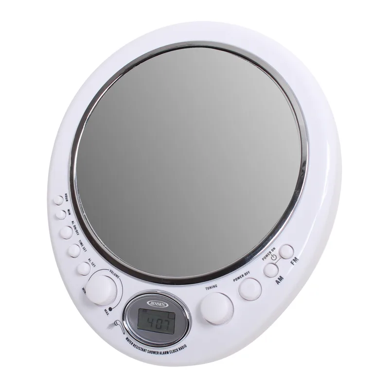 Jensen® AM/FM Alarm Clock Shower Radio w/ Fog Resistant Mirror