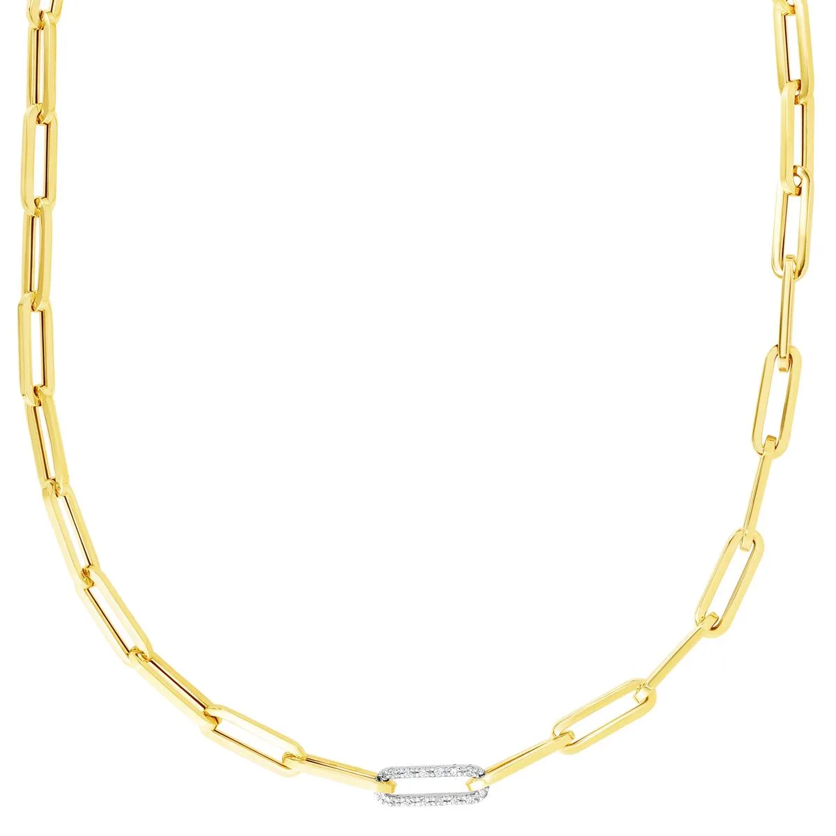 Jilco Inc Round Diamond Paperclip Necklace