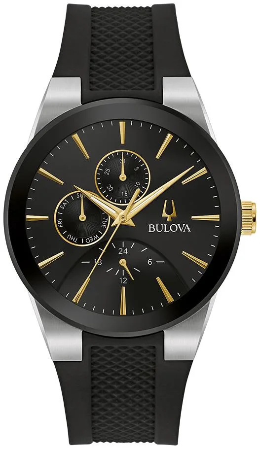 Bulova Watches Men's Modern Millennia Silicone Strap Watch Black Dial