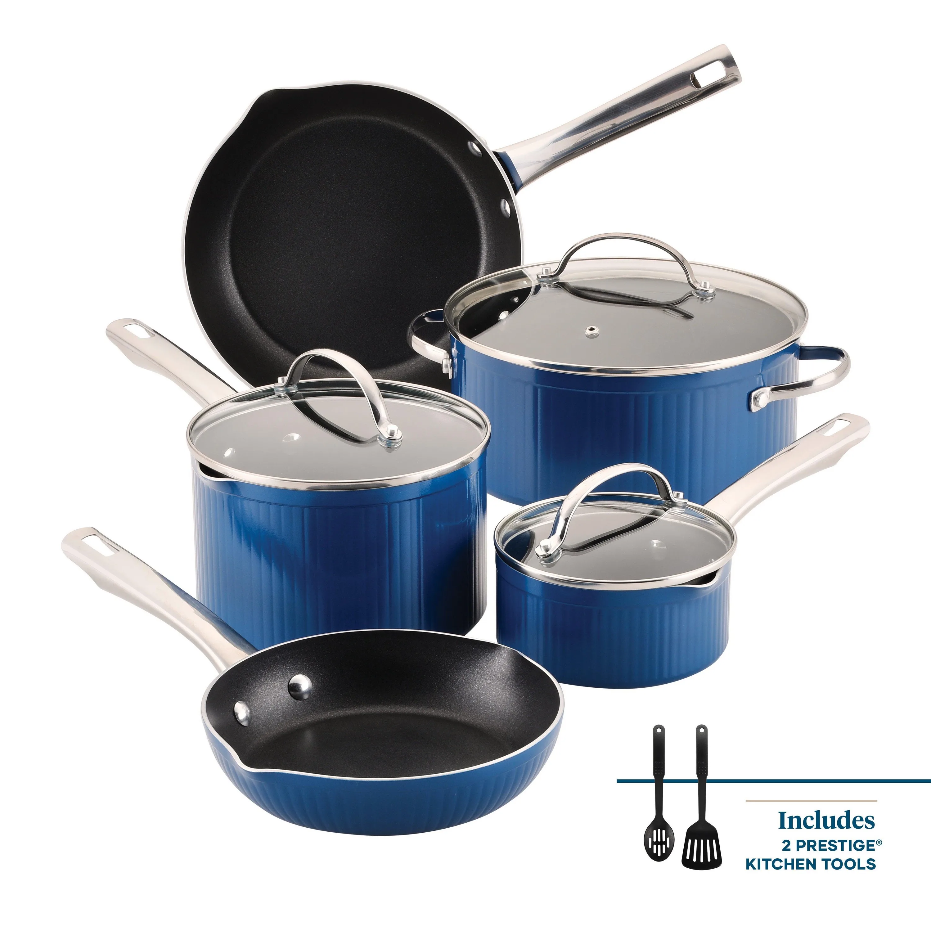 Farberware 10 Piece Style DiamondMax Blue Nonstick Cookware Set