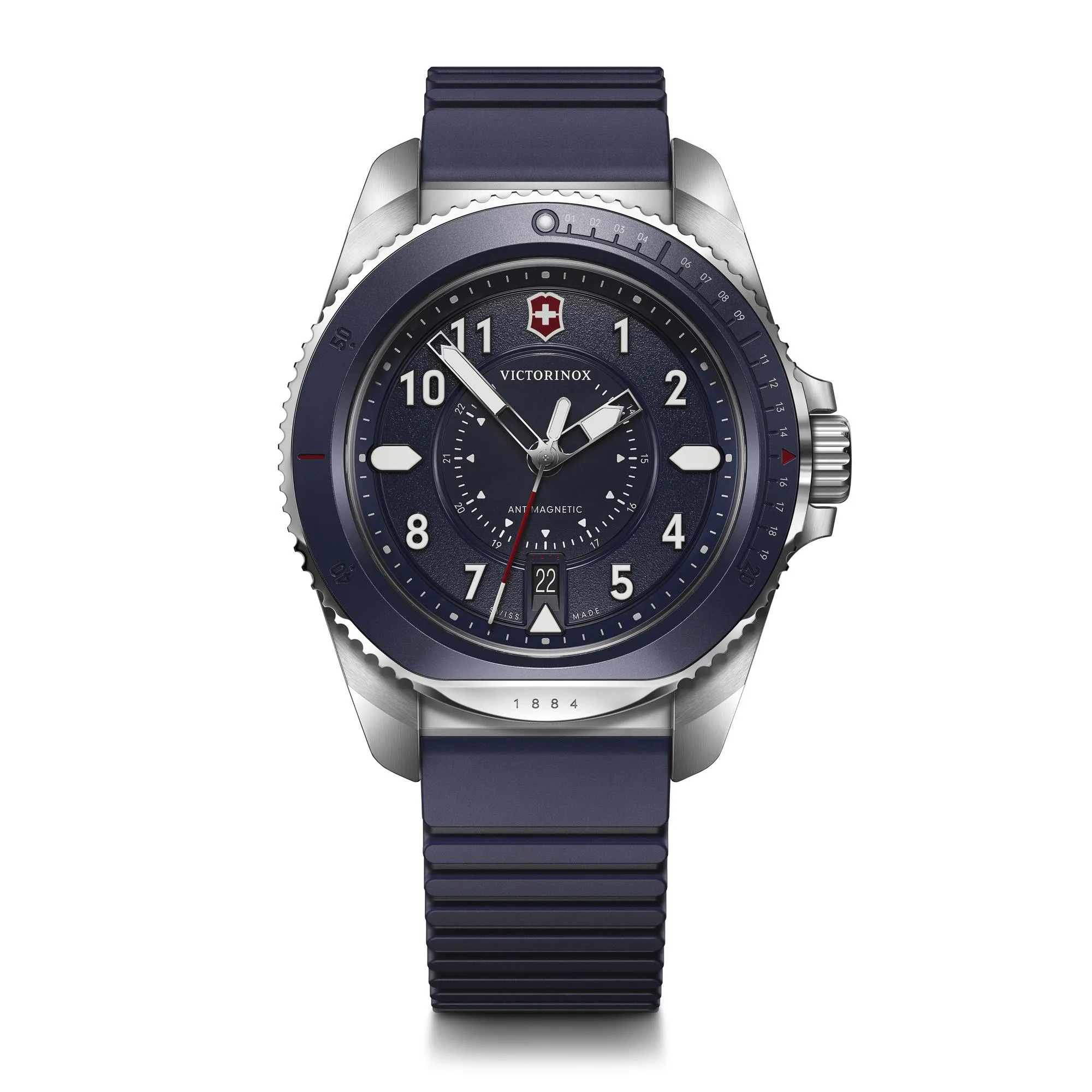 Victorinox Swiss Army Corporate Gifts Journey Ø43 Blue Bezel Dial Rubber Strap Watch