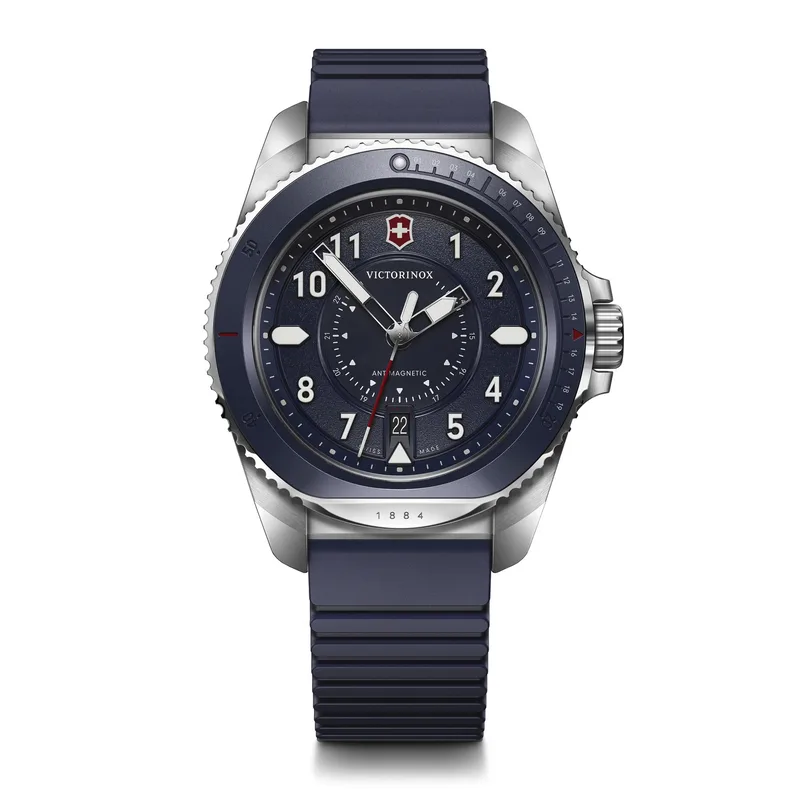 Victorinox Swiss Army Corporate Gifts Journey Ø43 Blue Bezel Dial Rubber Strap Watch