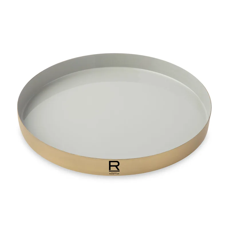 Be Home® Luxe Round Enamel Tray - Moonbeam-Matte Gold