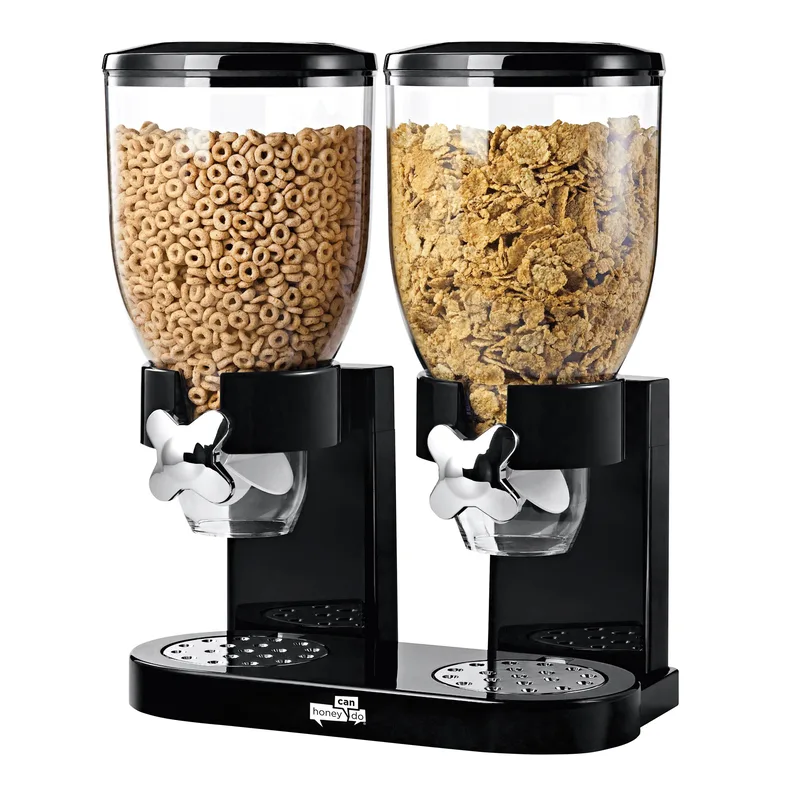 Honey-Can-Do Double Black Cereal Dispenser w/Portion Control