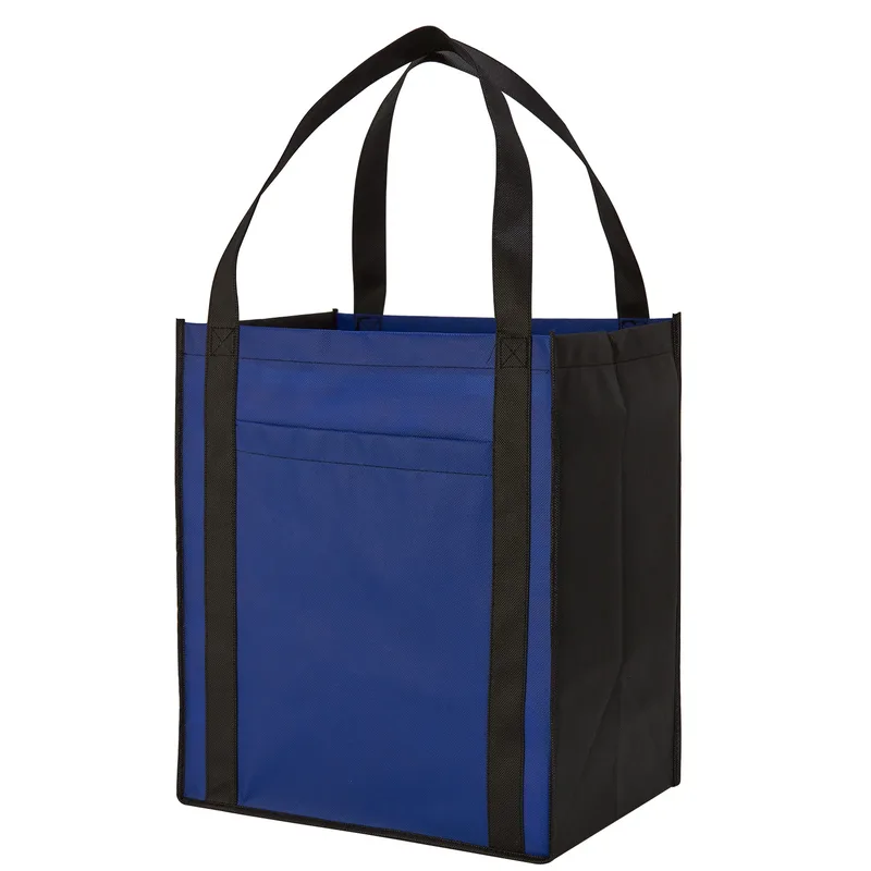 Large Non-Woven Grocery Tote Bag w/ Pocket view 2