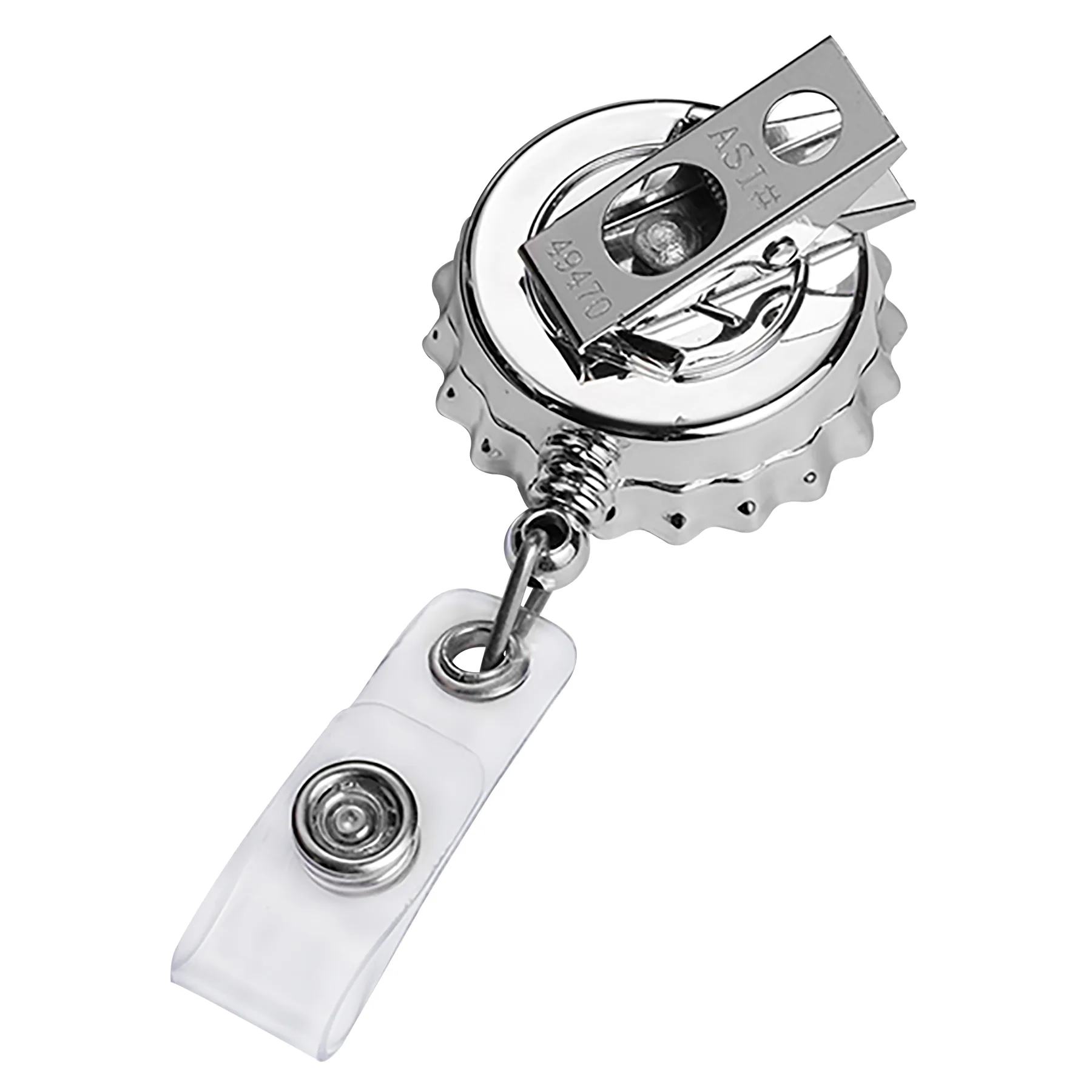 Chrome Bottle Cap Retractable Badge Reel view 3