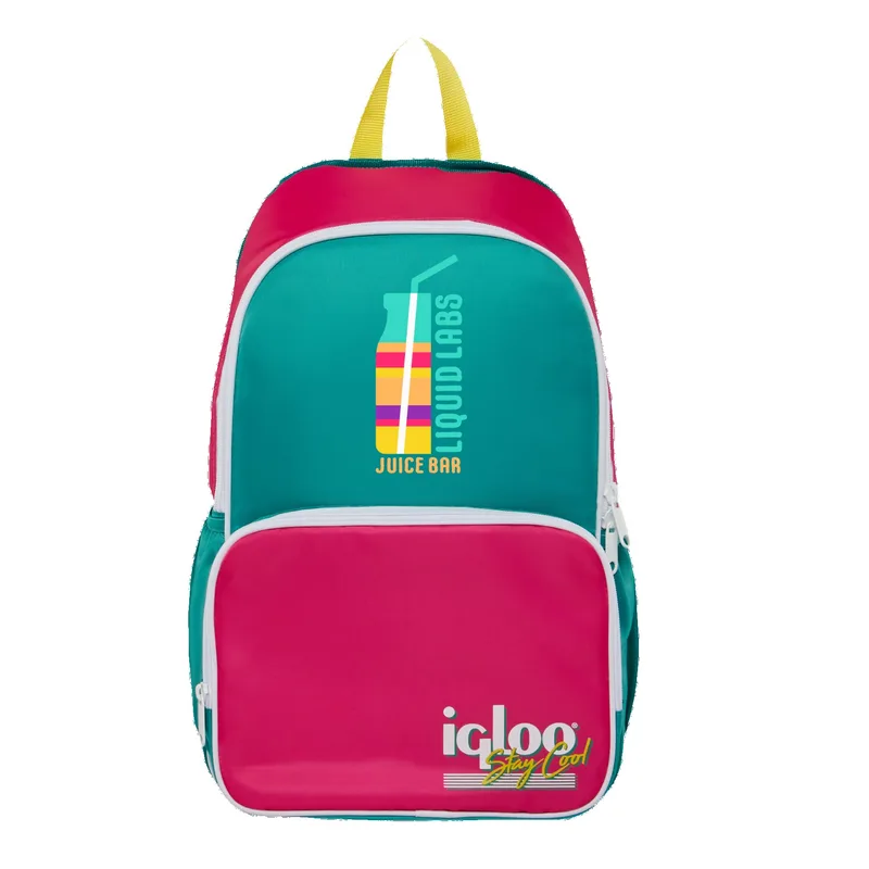 Igloo® Retro Backpack Cooler Bag (Dark Jade and Magenta/Livewire Yellow)