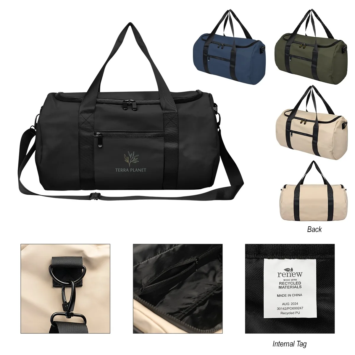 Hudson Recycled Leatherette Duffel Bag view 2