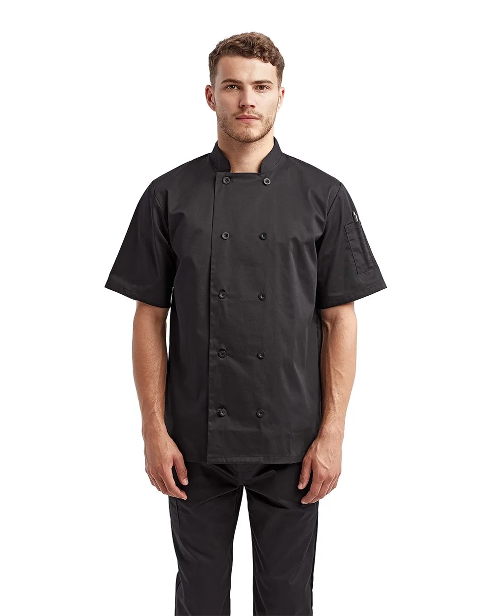 Artisan Collection by Reprime® Unisex Short-Sleeve Recycled Chef's Coat view 2