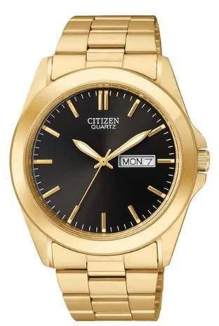Citizen® Men's Quartz Gold-Tone Stainless Steel Watch w/Black Dial