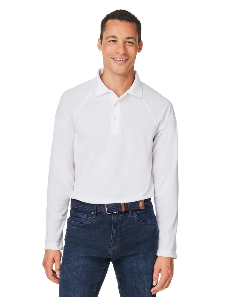 Harriton Men's Charge Snag and Soil Protect Long-Sleeve Polo Shirt view 4