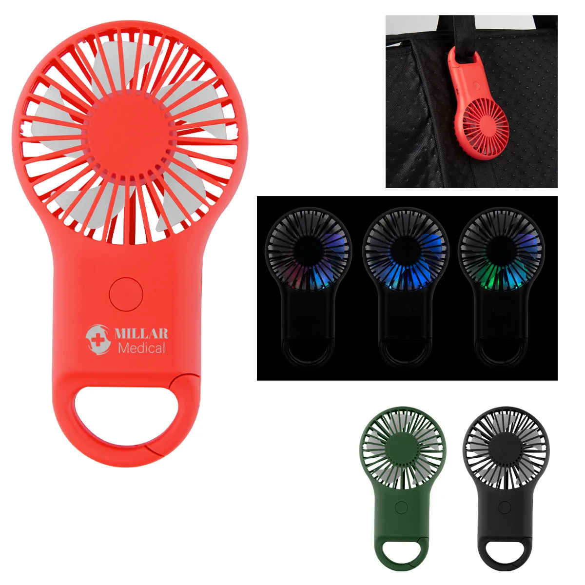 Rechargeable Handheld Fan With Carabiner