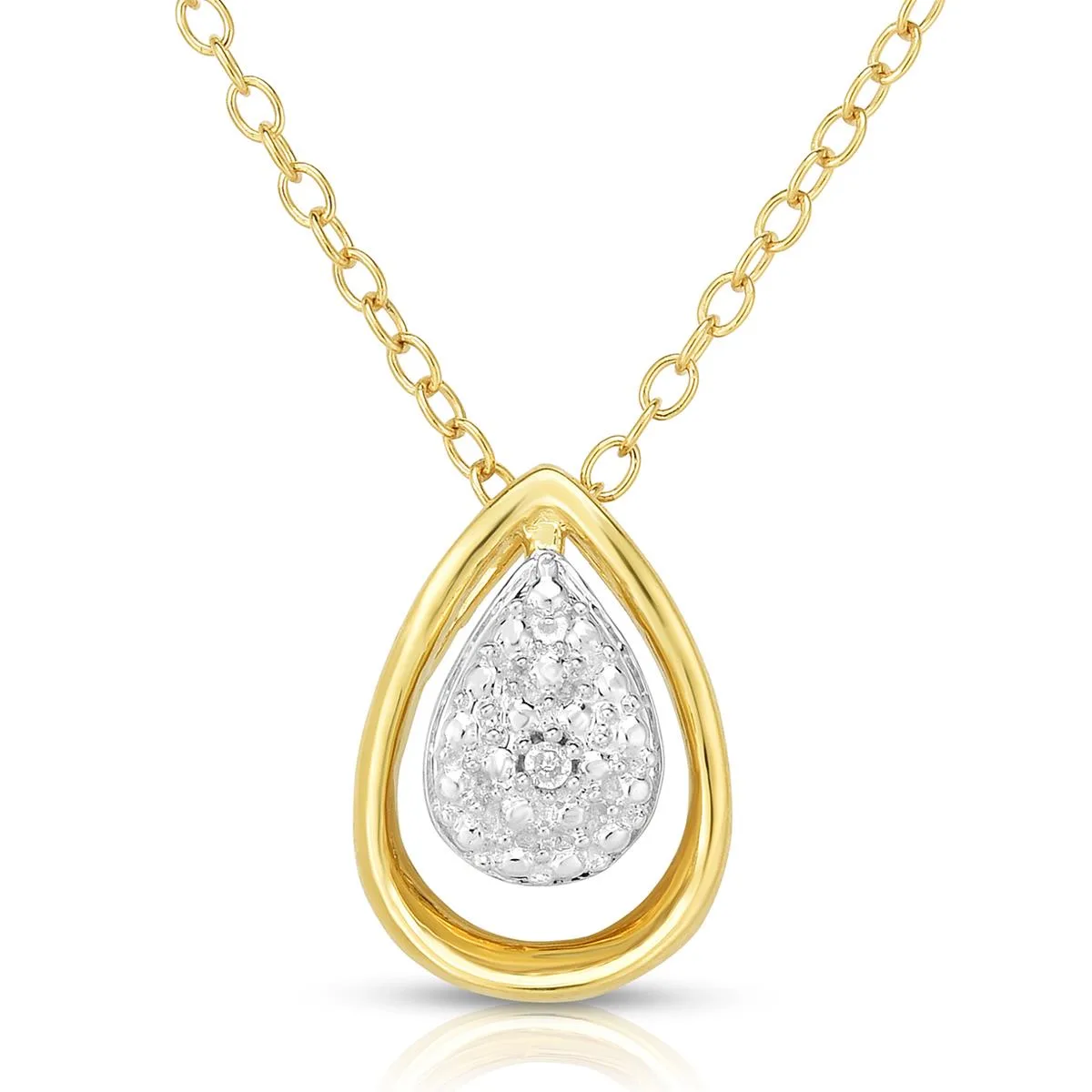 Jilco Inc Diamond Tear Drop Necklace - Yellow Gold