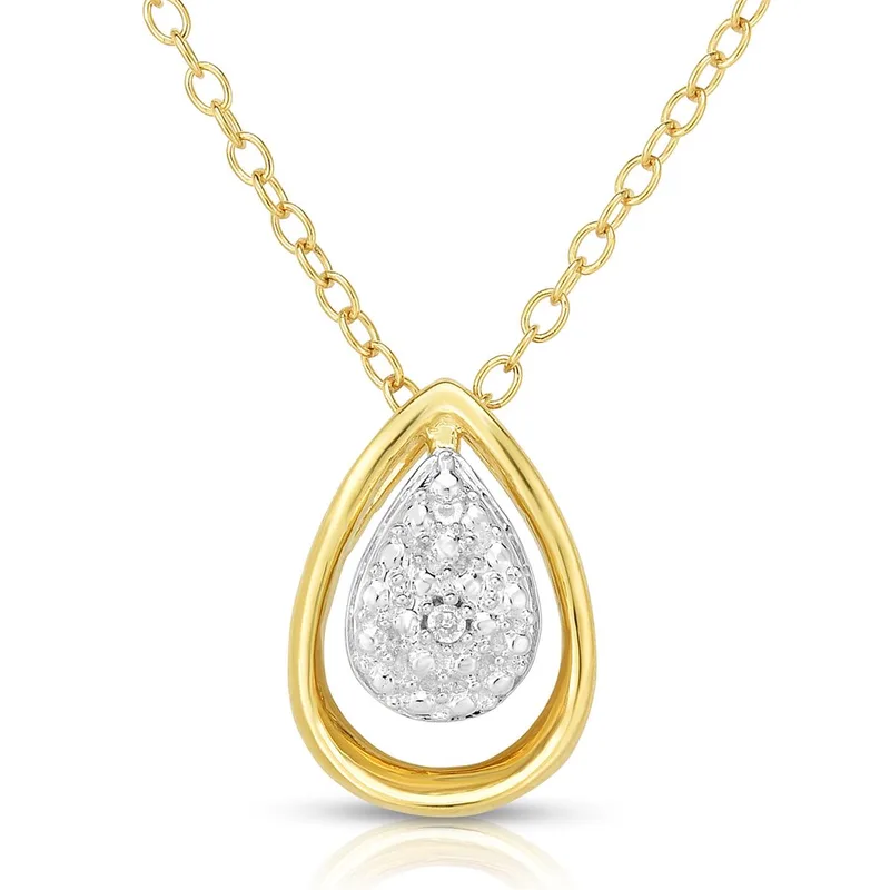 Jilco Inc Diamond Tear Drop Necklace - Yellow Gold