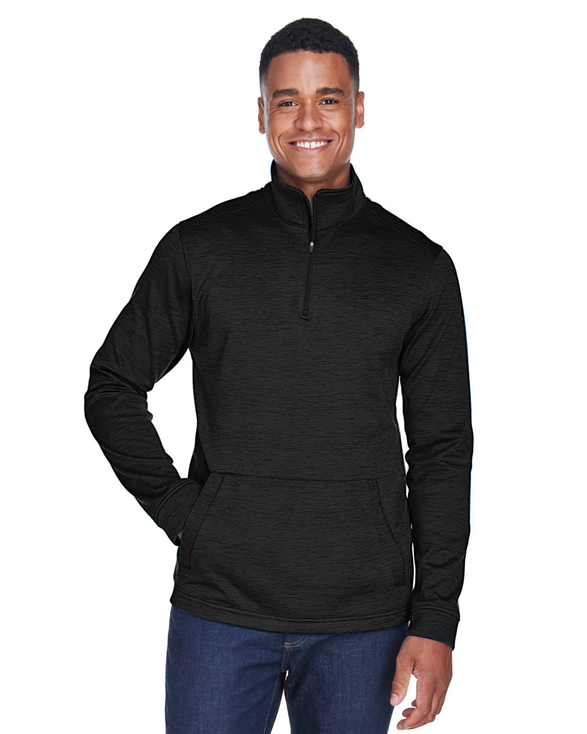 Devon and Jones Men's Newbury Mélange Fleece Quarter-Zip
