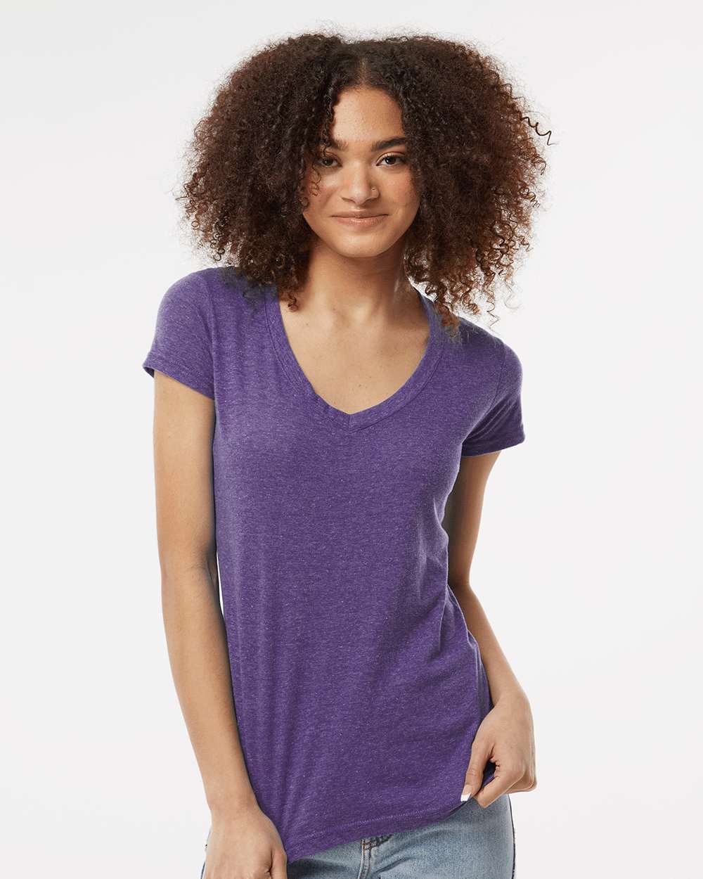 Tultex® Women's Poly-Rich V-Neck T-Shirt view 3