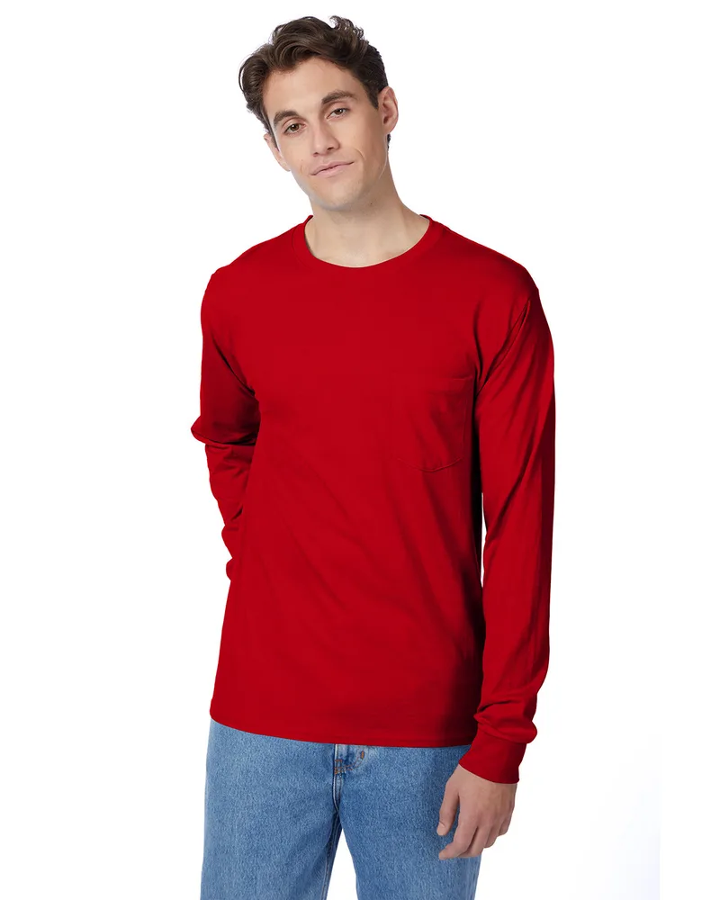Hanes Printables Men's Authentic-T Long-Sleeve Pocket T-Shirt view 3