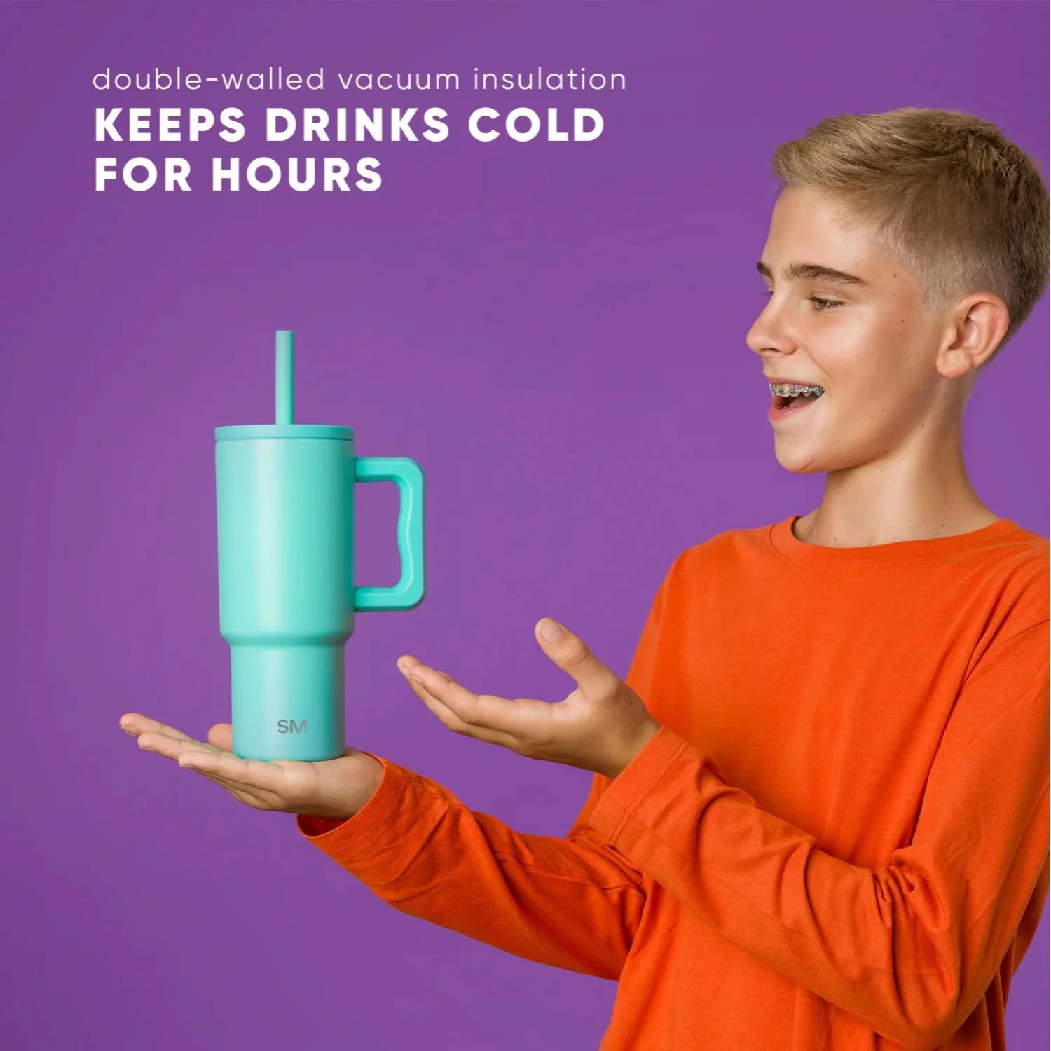 24 oz Simple Modern® Stainless Steel Double-Walled Insulated Trek Kids Tumbler w/ Silicone Straw Lid view 4