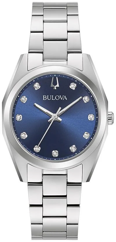 Bulova Watches Ladies' Classic Surveyor Stainless Steel Bracelet Watch, Blue Dial