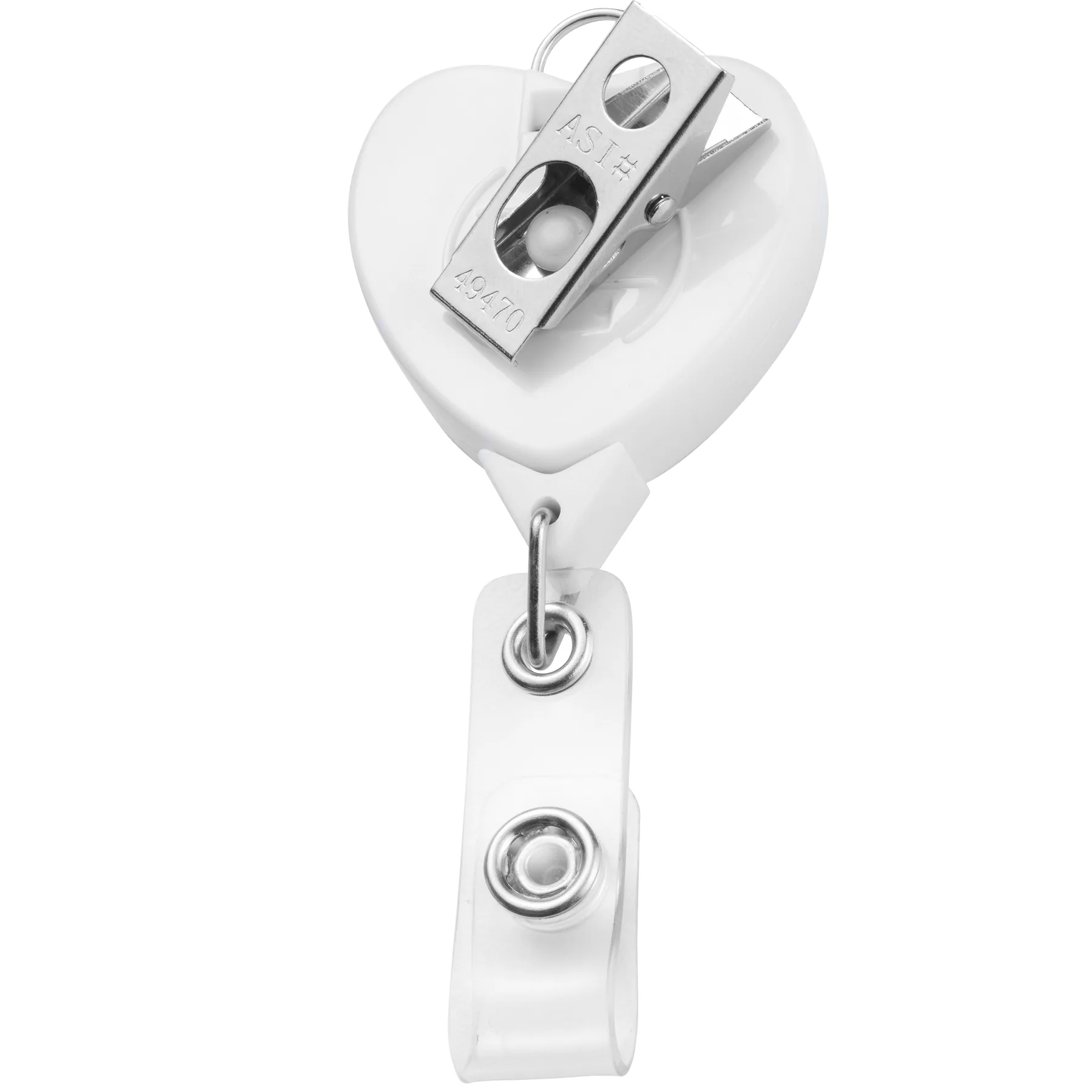 Jumbo Heart Retractable Badge Reel w/lanyard attachment view 3