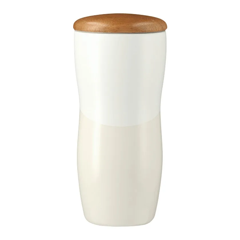 Reno Double Wall Ceramic Tumbler w/Wood Lid 10oz view 3