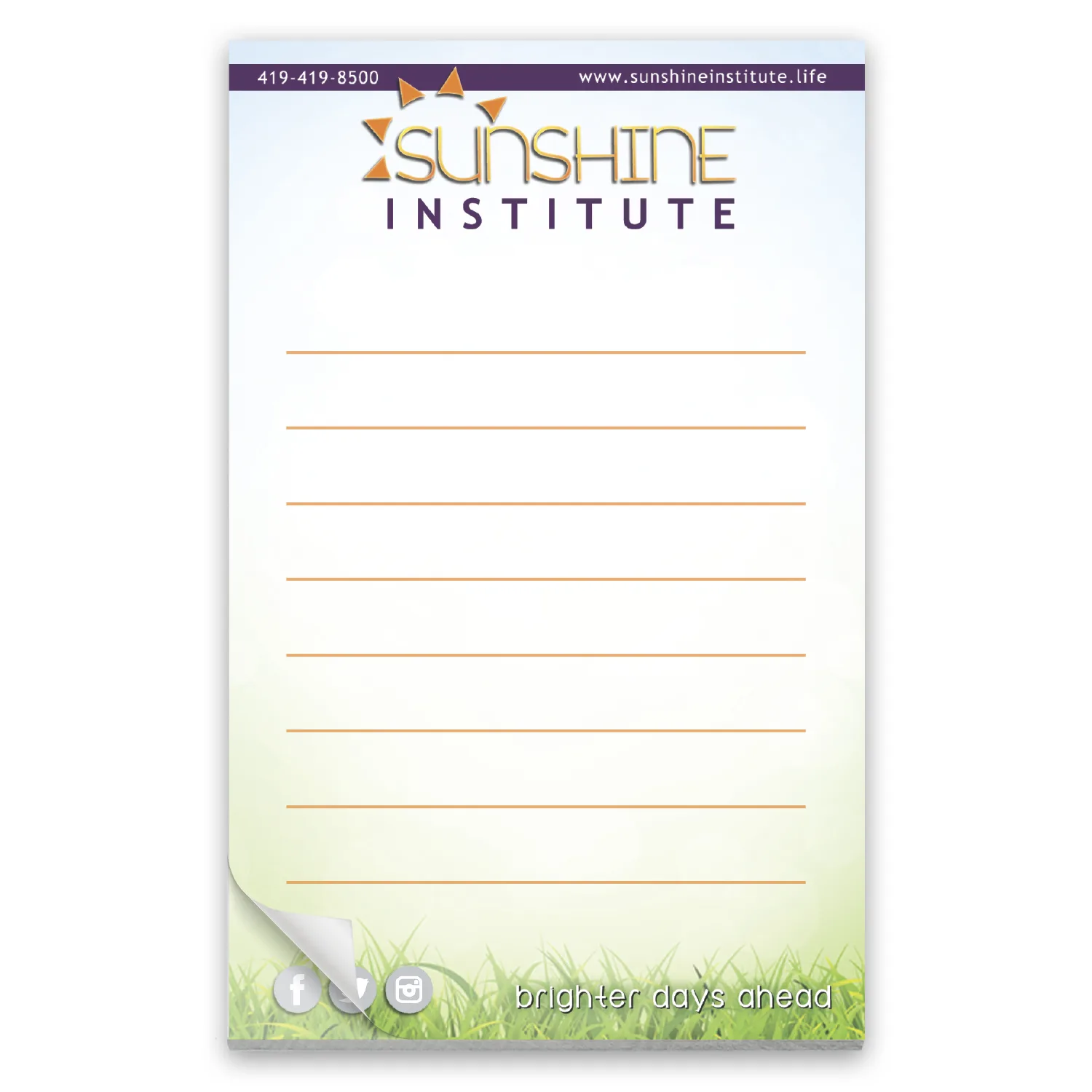 Paper Note Pad 3 1/2 x 5 1/2, 50 pages, w/mag 4CP