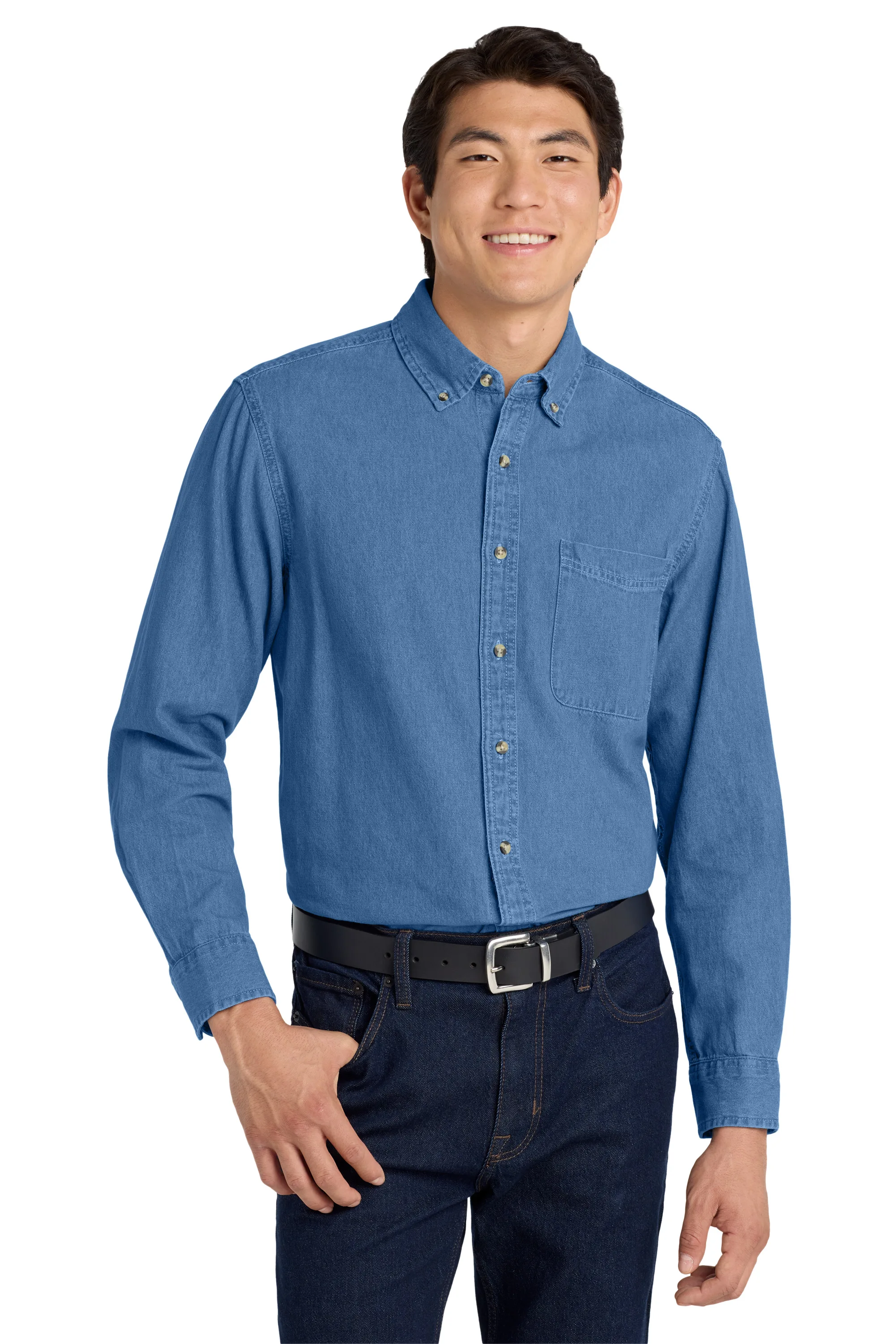 Port Authority® Tall Long Sleeve Denim Shirt.