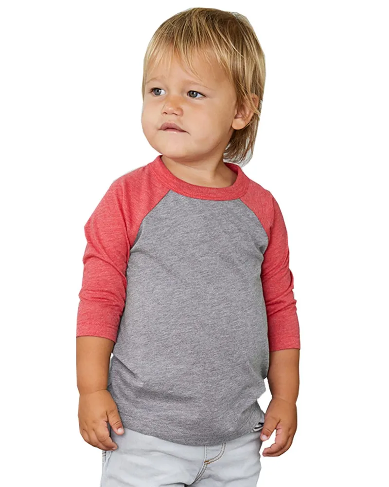Bella+Canvas® Toddler Three-Quarter Sleeve Baseball Tee view 2