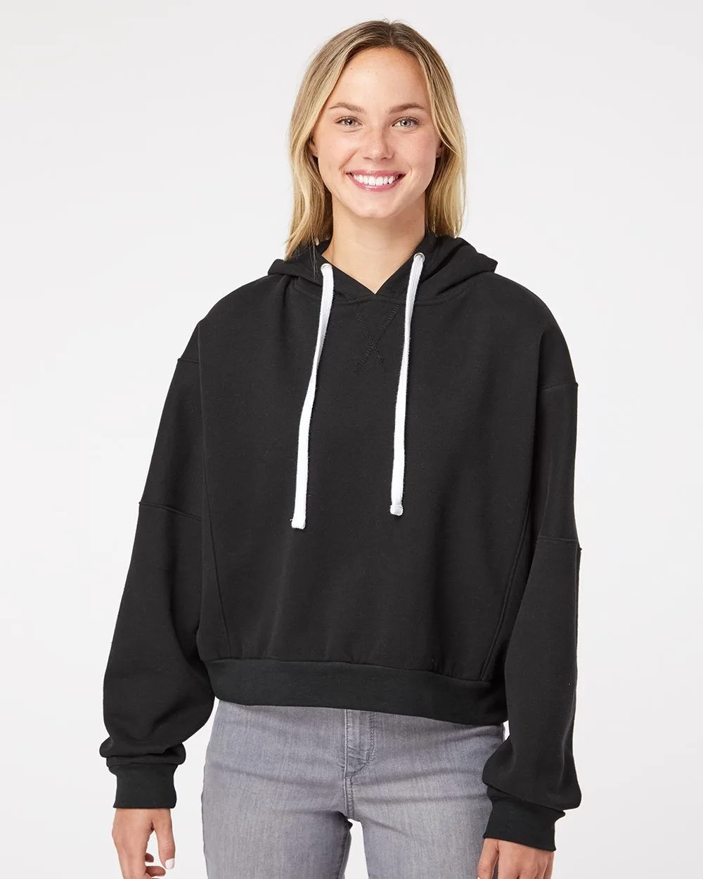 MV Sport® Women's Sueded Fleece Cropped Hooded Sweatshirt