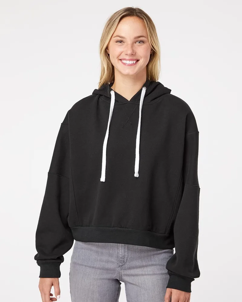 MV Sport® Women's Sueded Fleece Cropped Hooded Sweatshirt
