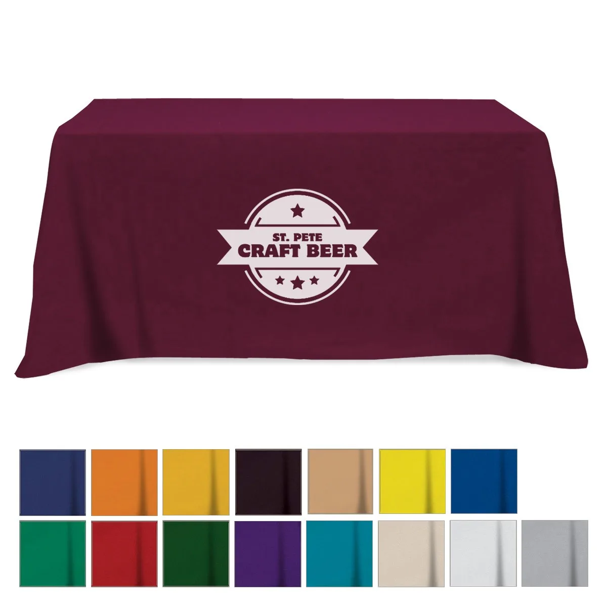 Flat Poly/cotton 3-sided Table Cover - Fits 6' Standard Table view 2